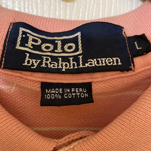 Polo By Ralph Lauren Pink White Stripe Large Short Sleeve Polo shirt - Picture 3 of 3